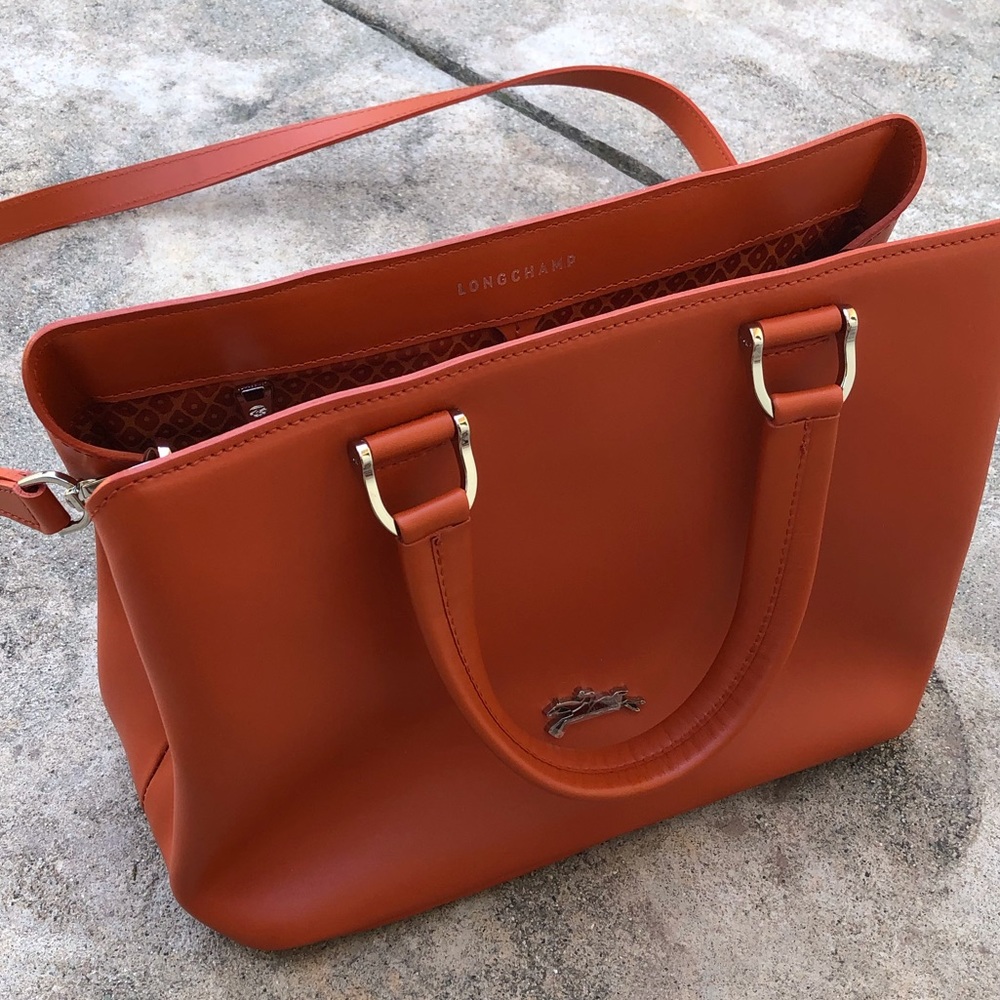 NWOT Longchamp Orange Leather Bag